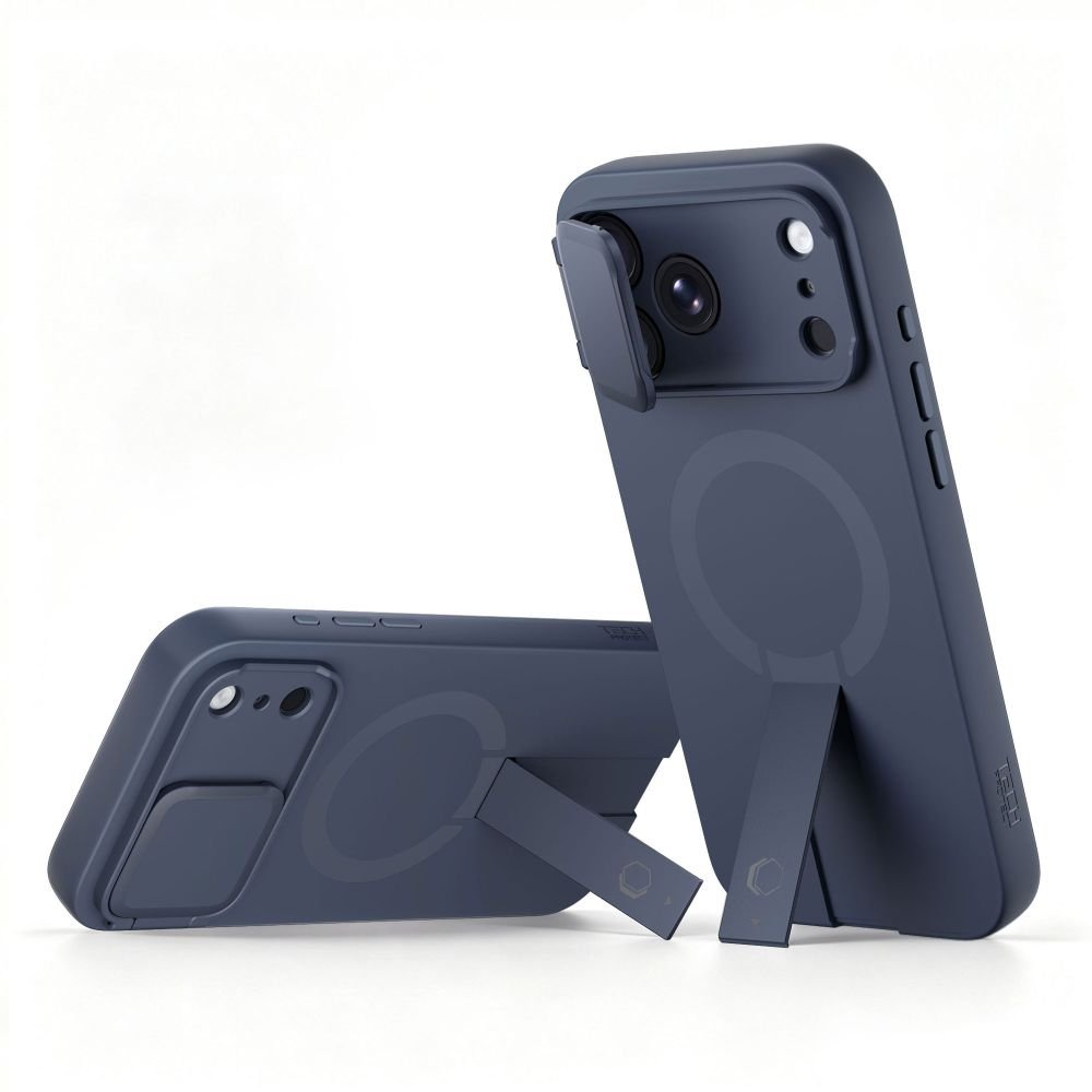 Tech-Protect iPhone 18 Pro Max / iPhone 17 Pro Max - Σκληρή Θήκη MagSafe με Ανοιγόμενο Κάλυμμα Κάμερας και Stand - Kevlar Aura MagSafe - Navy Blue
