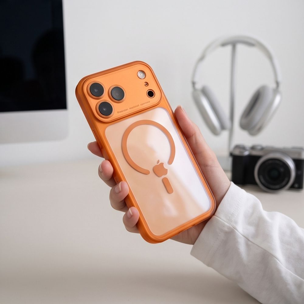 Tech-Protect iPhone 18 Pro Max / iPhone 17 Pro Max - Σκληρή Θήκη με Πλαίσιο Σιλικόνης και MagSafe - MagPeak MagSafe CC - Cosmic Orange / Clear
