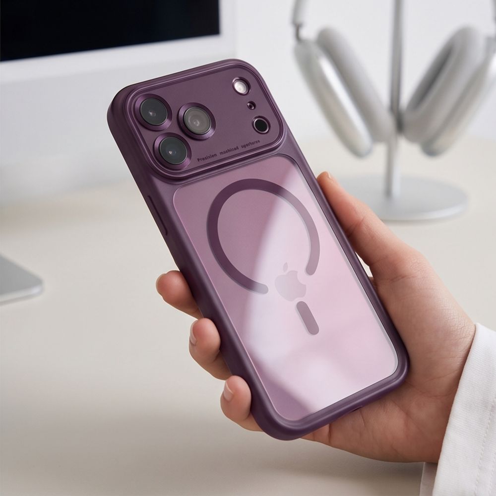 Tech-Protect iPhone 18 Pro Max / iPhone 17 Pro Max - Σκληρή Θήκη με Πλαίσιο Σιλικόνης και MagSafe - MagPeak MagSafe CC - Dark Cherry / Clear