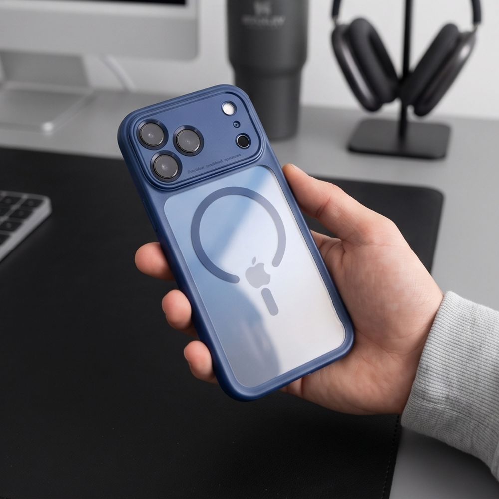 Tech-Protect iPhone 18 Pro Max / iPhone 17 Pro Max - Σκληρή Θήκη με Πλαίσιο Σιλικόνης και MagSafe - MagPeak MagSafe CC - Deep Blue / Clear