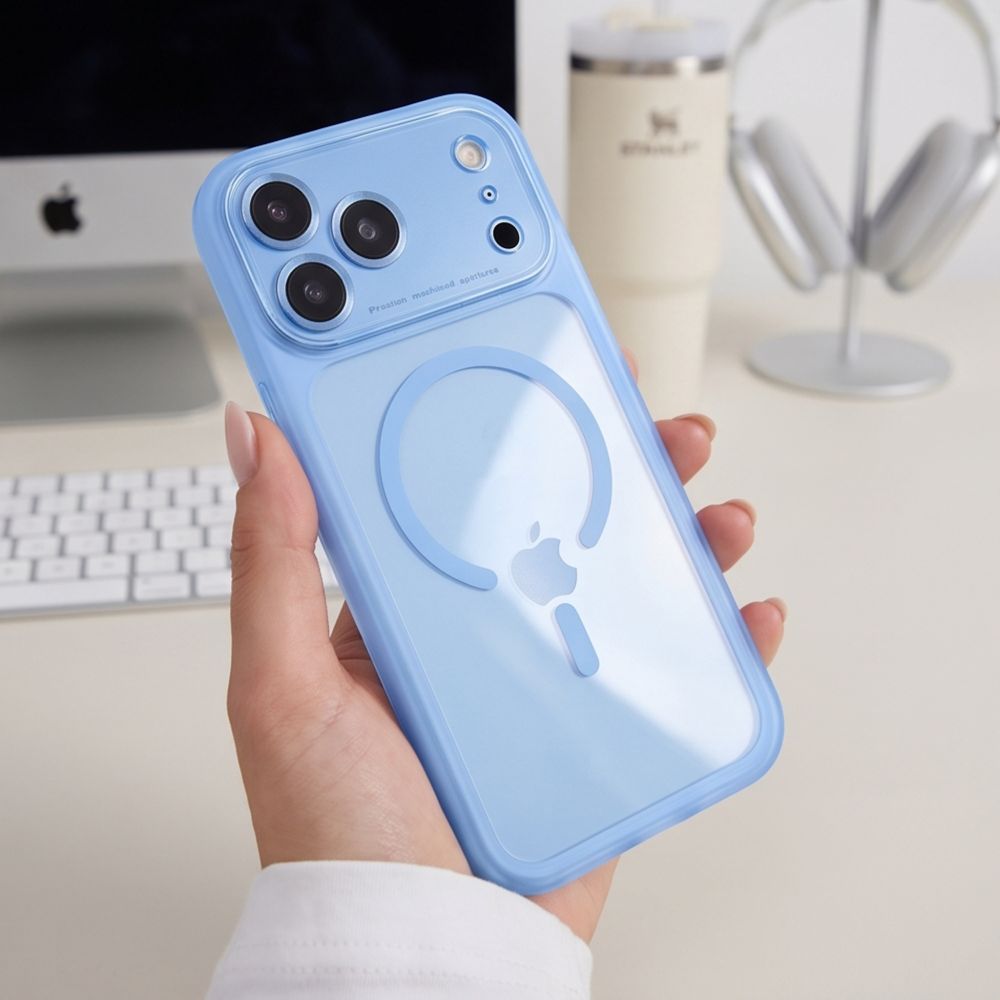 Tech-Protect iPhone 18 Pro Max / iPhone 17 Pro Max - Σκληρή Θήκη με Πλαίσιο Σιλικόνης και MagSafe - MagPeak MagSafe CC - Light Blue / Clear