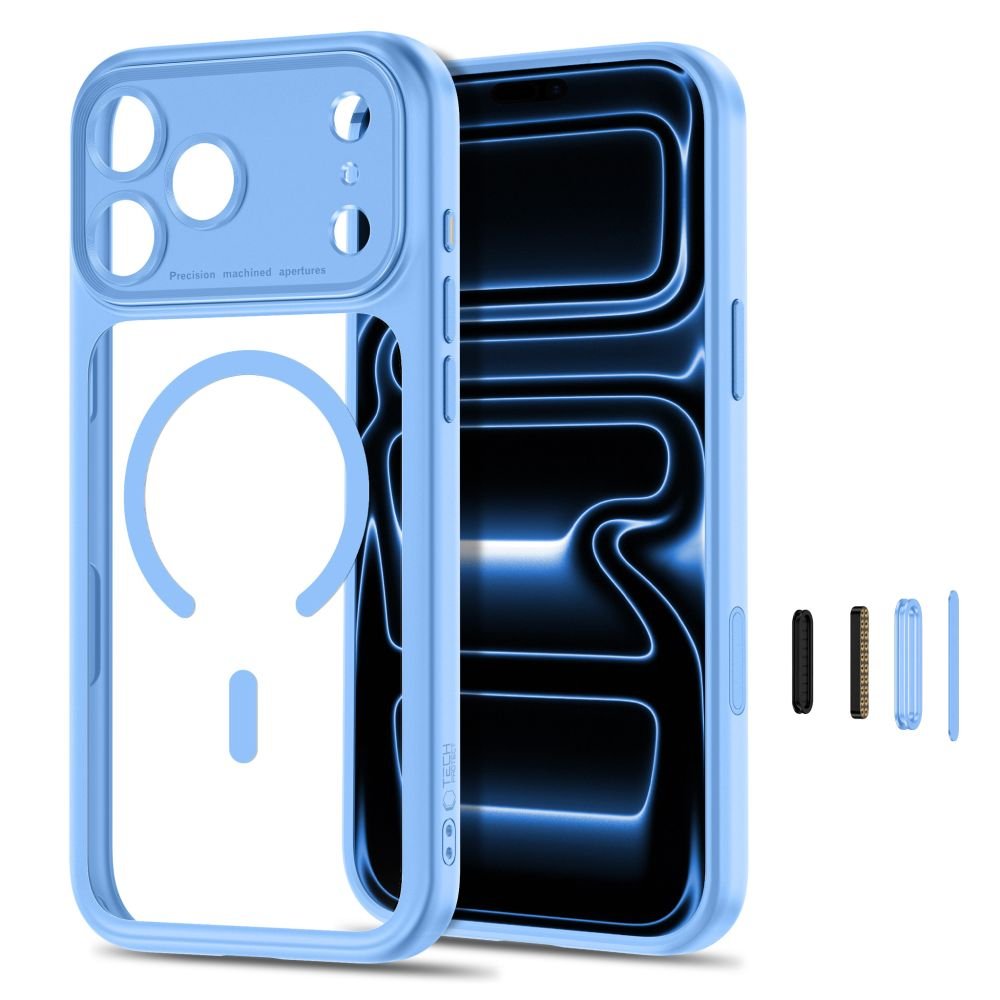 Tech-Protect iPhone 18 Pro Max / iPhone 17 Pro Max - Σκληρή Θήκη με Πλαίσιο Σιλικόνης και MagSafe - MagPeak MagSafe CC - Light Blue / Clear