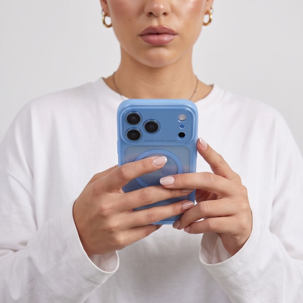 Tech-Protect iPhone 18 Pro Max / iPhone 17 Pro Max - Σκληρή Θήκη με Πλαίσιο Σιλικόνης και MagSafe - MagPeak MagSafe CC - Light Blue / Clear