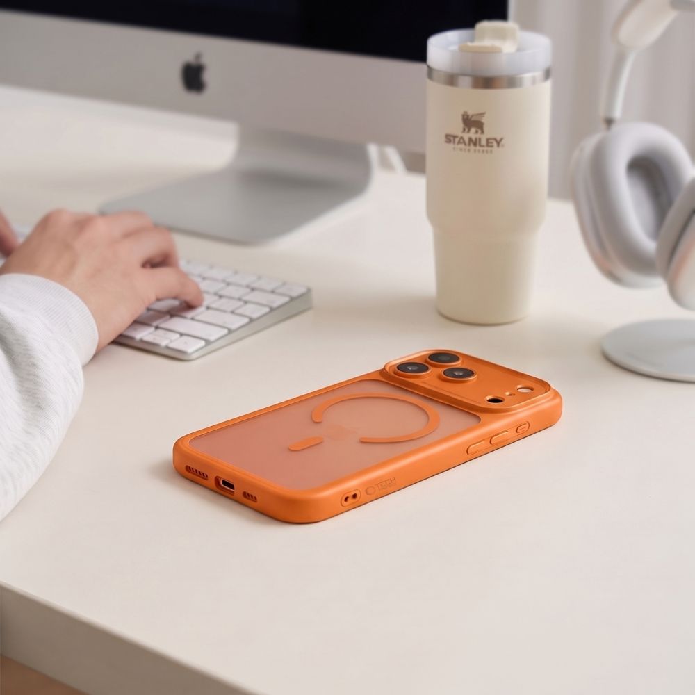 Tech-Protect iPhone 18 Pro Max / iPhone 17 Pro Max - Σκληρή Θήκη με Πλαίσιο Σιλικόνης και MagSafe - MagPeak MagSafe CC - Matte Cosmic Orange