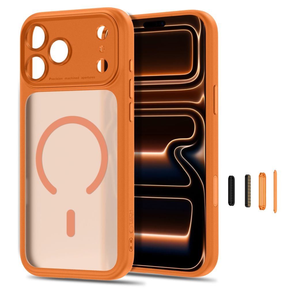 Tech-Protect iPhone 18 Pro Max / iPhone 17 Pro Max - Σκληρή Θήκη με Πλαίσιο Σιλικόνης και MagSafe - MagPeak MagSafe CC - Matte Cosmic Orange