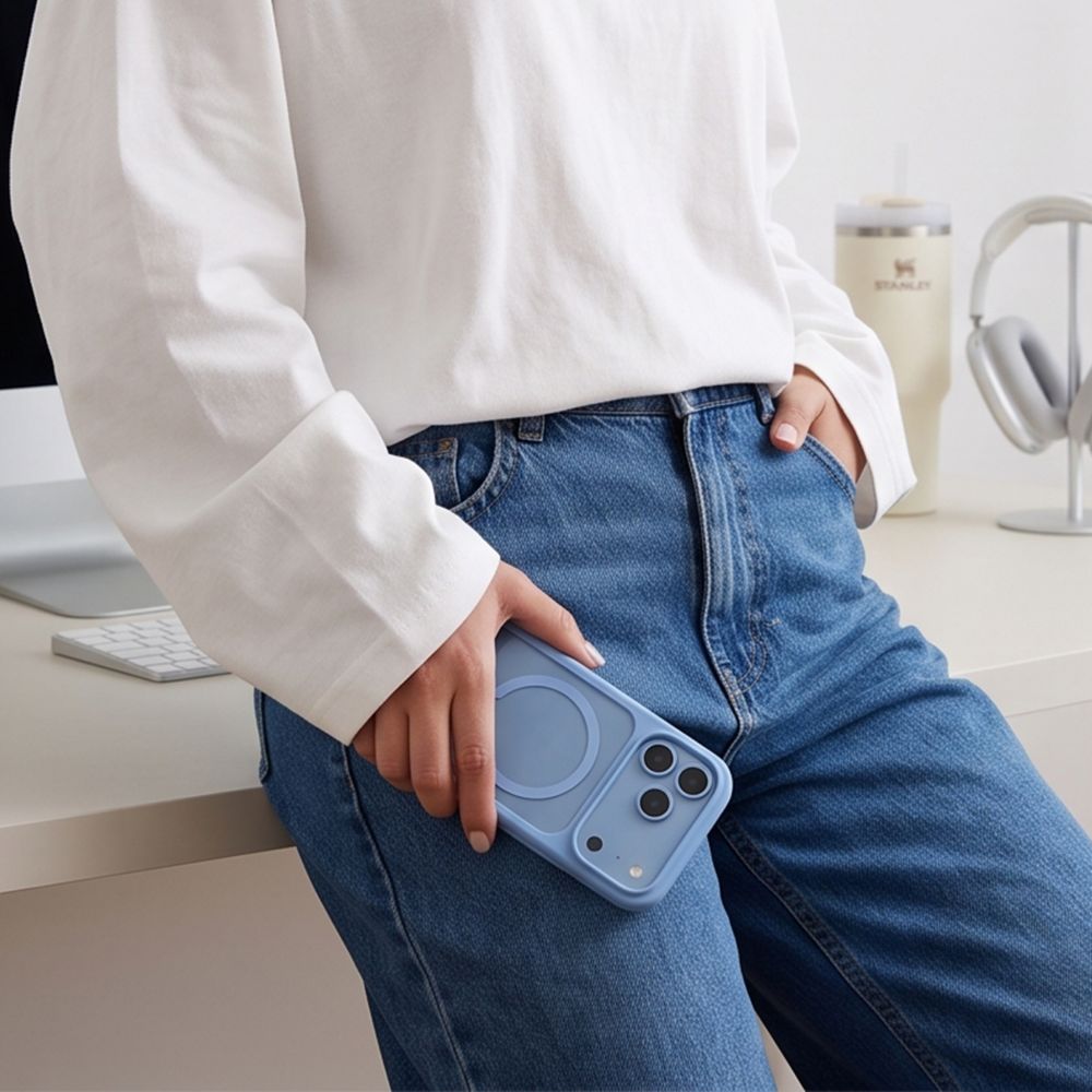 Tech-Protect iPhone 18 Pro Max / iPhone 17 Pro Max - Σκληρή Θήκη με Πλαίσιο Σιλικόνης MagSafe και 2 Αντιχαρακτικά Γυαλιά Οθόνης - MagOne CC - Light Blue / Clear