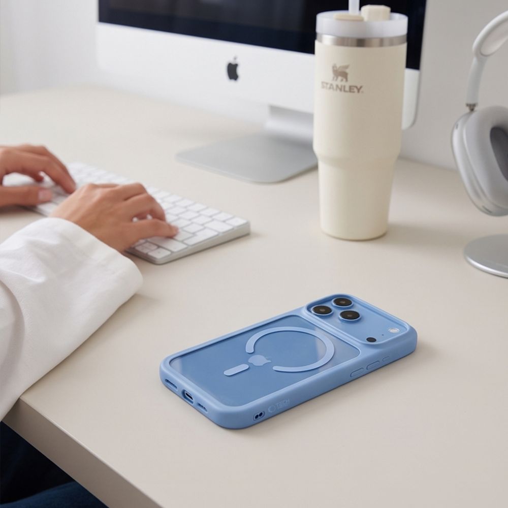 Tech-Protect iPhone 18 Pro Max / iPhone 17 Pro Max - Σκληρή Θήκη με Πλαίσιο Σιλικόνης MagSafe και 2 Αντιχαρακτικά Γυαλιά Οθόνης - MagOne CC - Light Blue / Clear