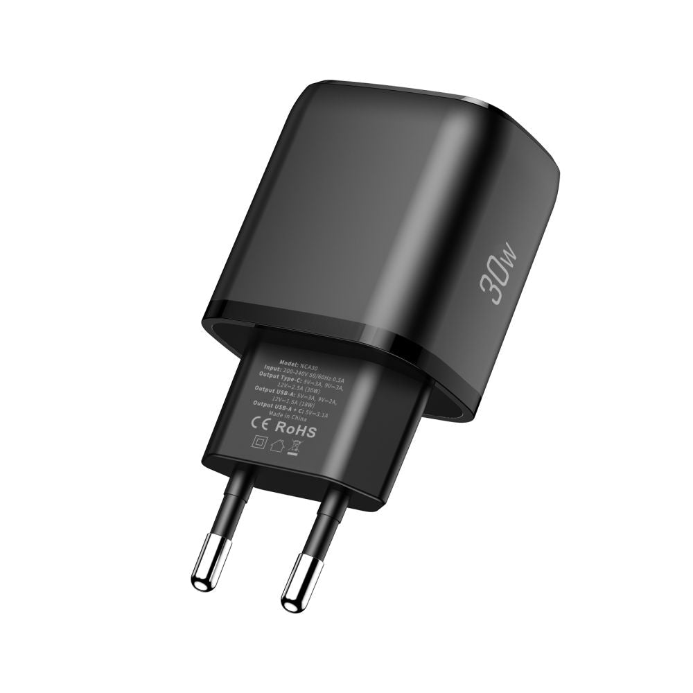 Tech - Protect Οικιακός Φορτιστής με 1 Θύρα USB και 1 Θύρα Type - C PD 30W QC3.0 - NCA30 - Black