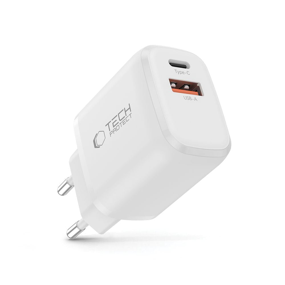 Tech - Protect Οικιακός Φορτιστής με 1 Θύρα USB και 1 Θύρα Type - C PD 30W QC3.0 - NCA30 - White
