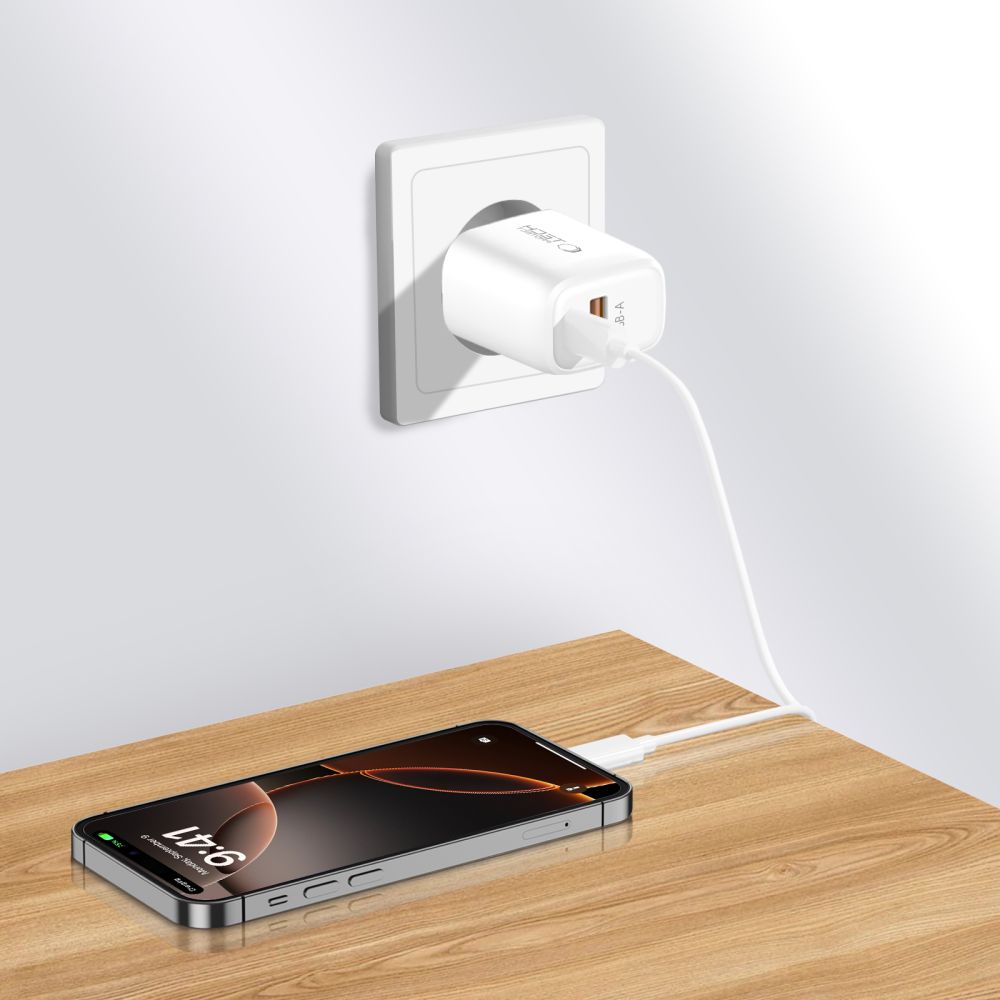 Tech - Protect Οικιακός Φορτιστής με 1 Θύρα USB και 1 Θύρα Type - C PD 30W QC3.0 - NCA30 - White