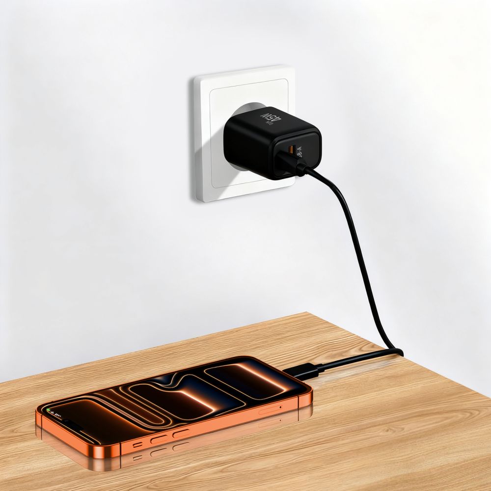 Tech - Protect Οικιακός Φορτιστής με 1 Θύρα USB και 1 Θύρα Type - C PD 45W QC3.0 - NCA45W - GAN - Black