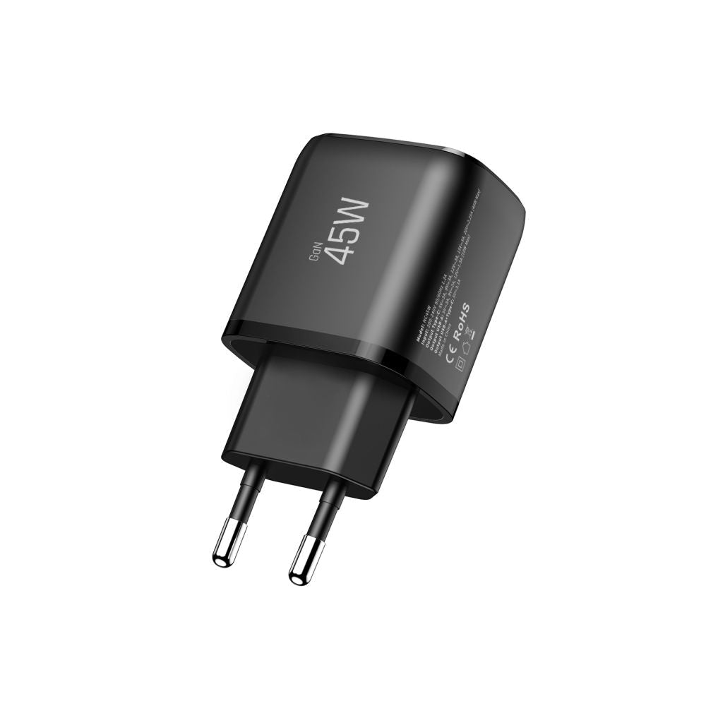 Tech - Protect Οικιακός Φορτιστής με 1 Θύρα USB και 1 Θύρα Type - C PD 45W QC3.0 - NCA45W - GAN - Black