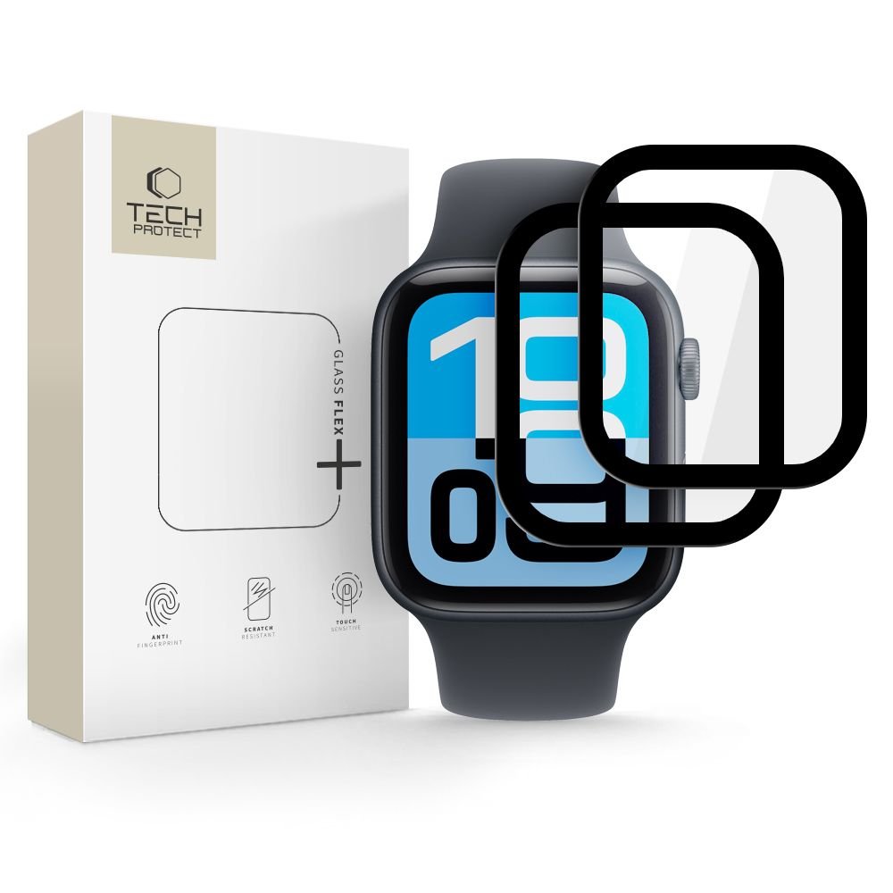Tech - Protect Προστασία Οθόνης Apple Watch 4 / 5 / 6 / SE (1/2/3) - 44mm - Αντιχαρακτικό Γυαλί Οθόνης 7H - Glass Flex Plus - 2 Τεμάχια - Black