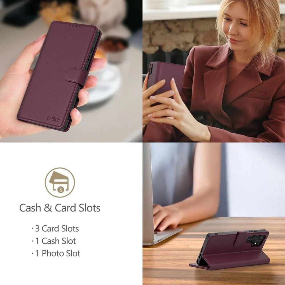 Tech - Protect Samsung Galaxy A26 5G / A17 4G / 5G - Wallet - Θήκη Πορτοφόλι Stand από Δερματίνη - Mulberry