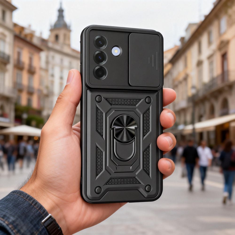 Tech - Protect Samsung Galaxy A27 5G Σκληρή Θήκη με Πλαίσιο Σιλικόνης και Δαχτυλίδι Συγκράτησης - Camshield Pro - Black