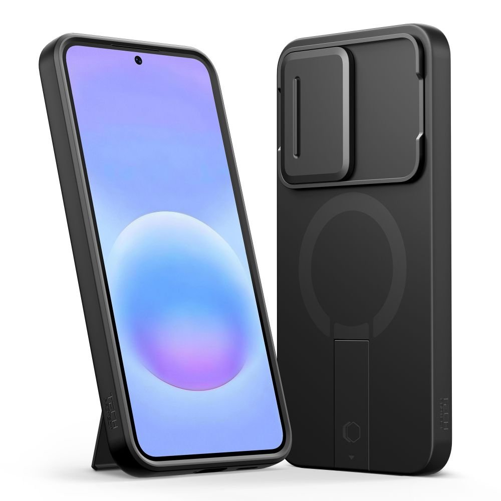 Tech - Protect Samsung Galaxy A57 5G - Σκληρή Θήκη με Ανοιγόμενο Κάλυμμα Κάμερας και Stand - Kevlar Aura MagSafe - Black / Orange
