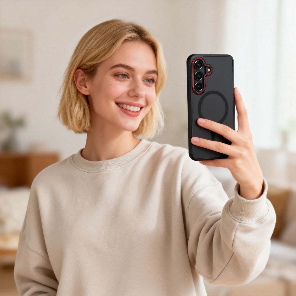 Tech - Protect Samsung Galaxy S26 - Σκληρή Θήκη με Πλαίσιο Σιλικόνης - MagCam MagSafe - Matte Black / Red
