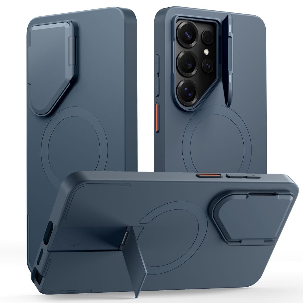 Tech - Protect Samsung Galaxy S26 Ultra - Σκληρή Θήκη με Ανοιγόμενο Κάλυμμα Κάμερας και Stand - Kevlar Aura MagSafe - Navy Blue
