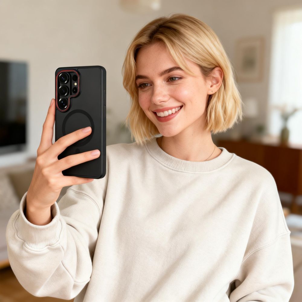 Tech - Protect Samsung Galaxy S26 Ultra - Σκληρή Θήκη με Πλαίσιο Σιλικόνης - MagCam MagSafe - Matte Black / Red