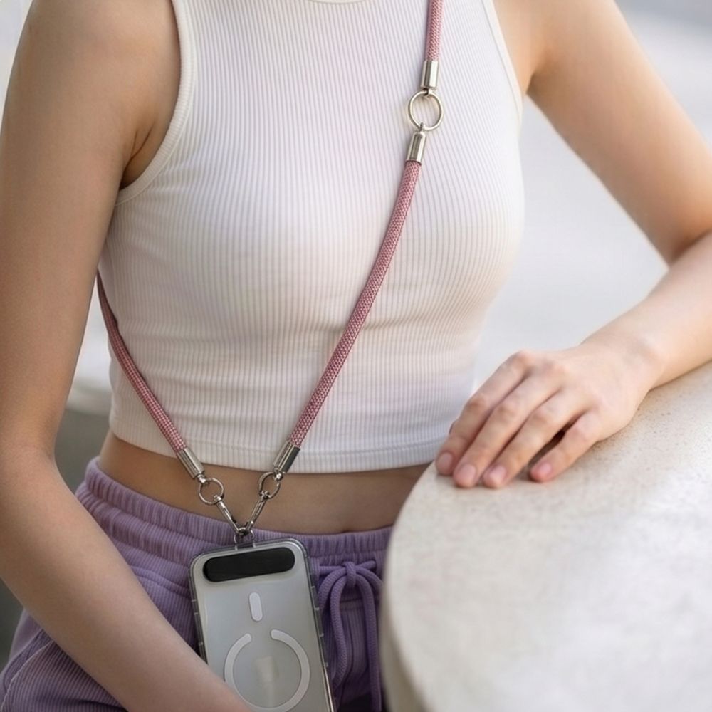 Tech-Protect Universal Λουράκι για Θήκη Κινητού - C10S Rope CrossBody / Wrist Strap - Dusty Rose / Titanium