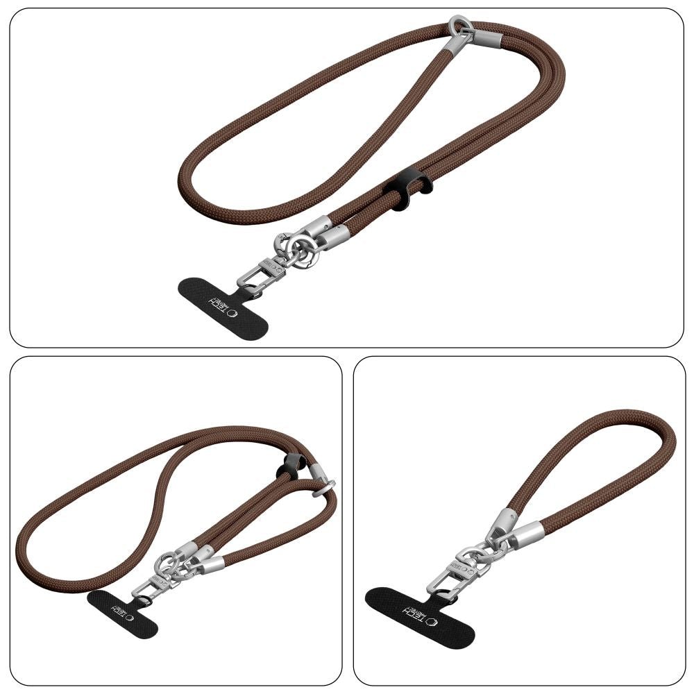 Tech-Protect Universal Λουράκι για Θήκη Κινητού - C10S Rope CrossBody / Wrist Strap - Walnut Brown / Titanium