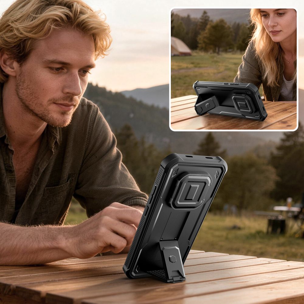 Tech - Protect Xiaomi Redmi Note 15 Pro 5G - Θήκη 360 Full Body με Προστασία για την Οθόνη και την Κάμερα και Stand - Kevlar Cam+ 2 - Set - Black