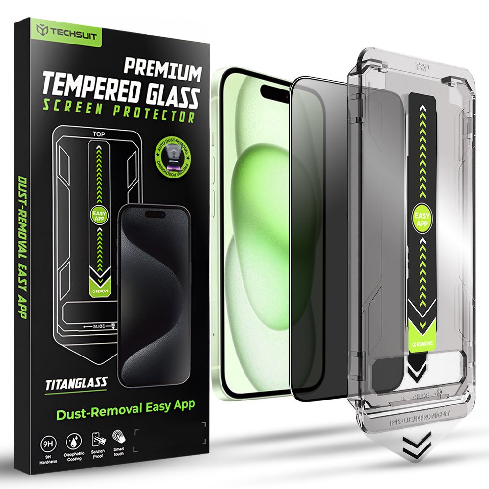 Techsuit iPhone 15 Plus / iPhone 16 Plus - Full Screen Αντιχαρακτικό Γυαλί Οθόνης - TitanGlass FullCover - Privacy