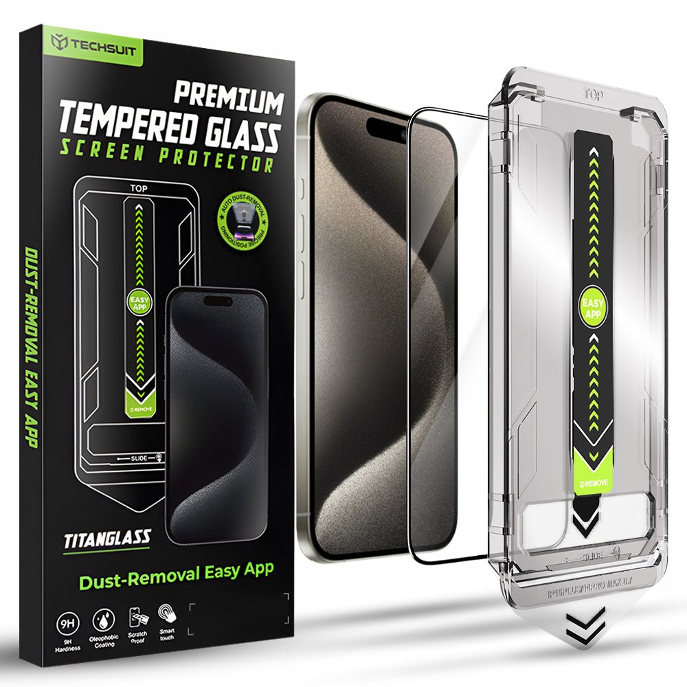 Techsuit iPhone 15 Pro Max - Full Screen Αντιχαρακτικό Γυαλί Οθόνης - TitanGlass FullCover - Black