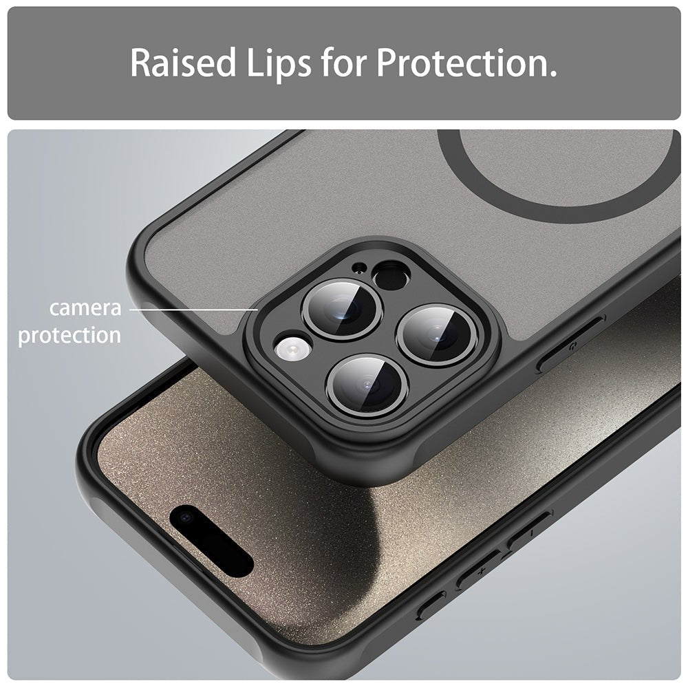 Techsuit iPhone 15 Pro Max - Σκληρή Θήκη με Πλαίσιο Σιλικόνης και MagSafe - HaloFrost II MagSafe - Black