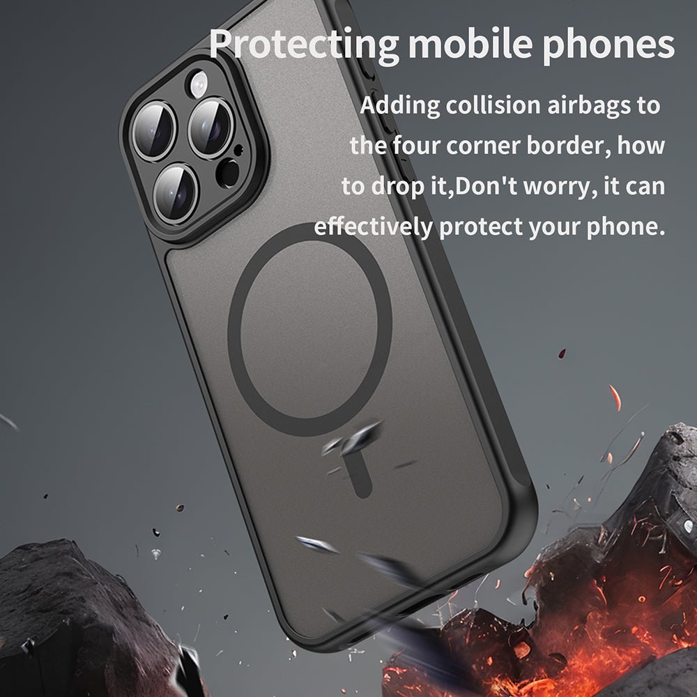 Techsuit iPhone 15 Pro Max - Σκληρή Θήκη με Πλαίσιο Σιλικόνης και MagSafe - HaloFrost II MagSafe - Black