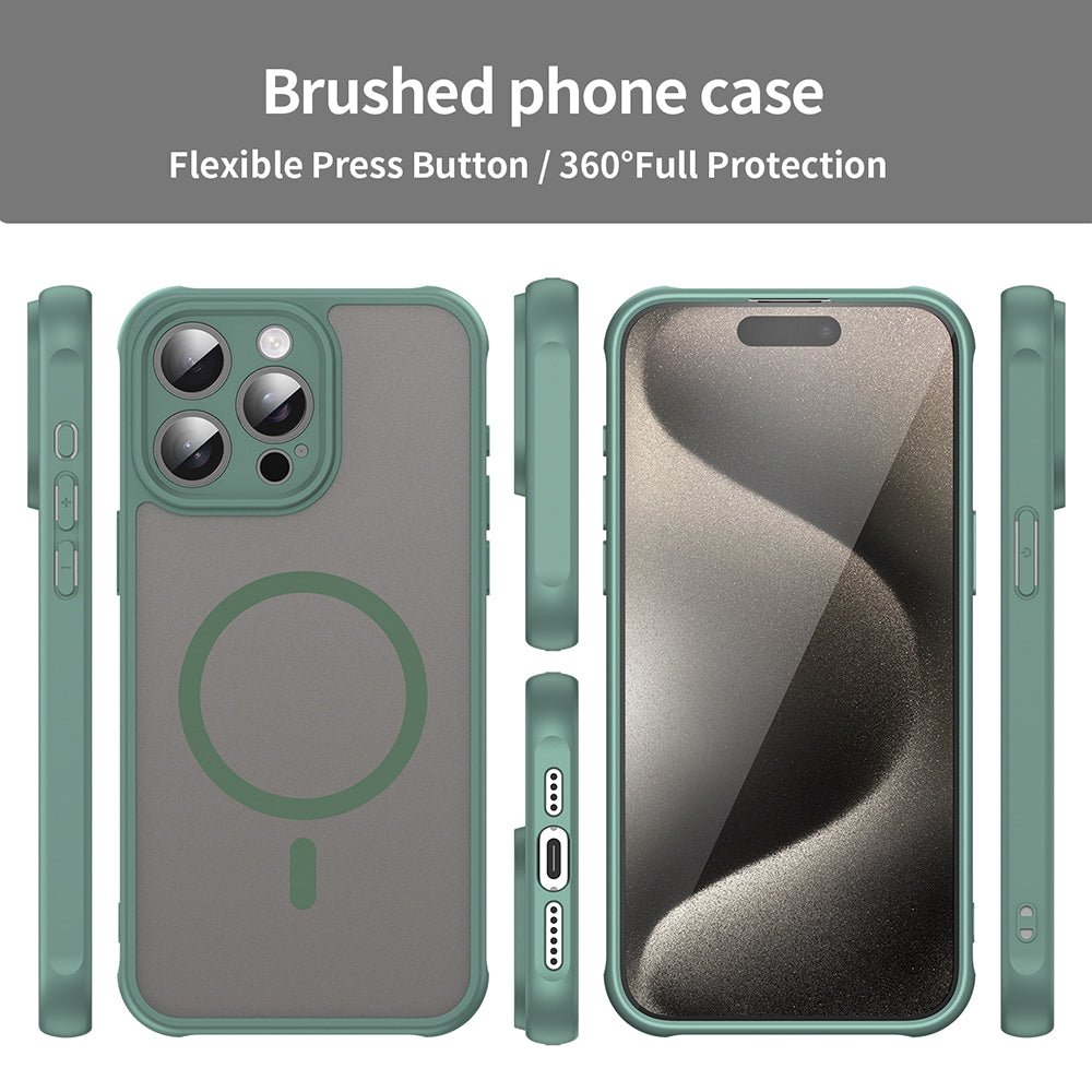 Techsuit iPhone 15 Pro Max - Σκληρή Θήκη με Πλαίσιο Σιλικόνης και MagSafe - HaloFrost II MagSafe - Green