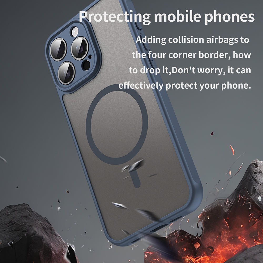 Techsuit iPhone 15 Pro Max - Σκληρή Θήκη με Πλαίσιο Σιλικόνης και MagSafe - HaloFrost II MagSafe - Navy Blue
