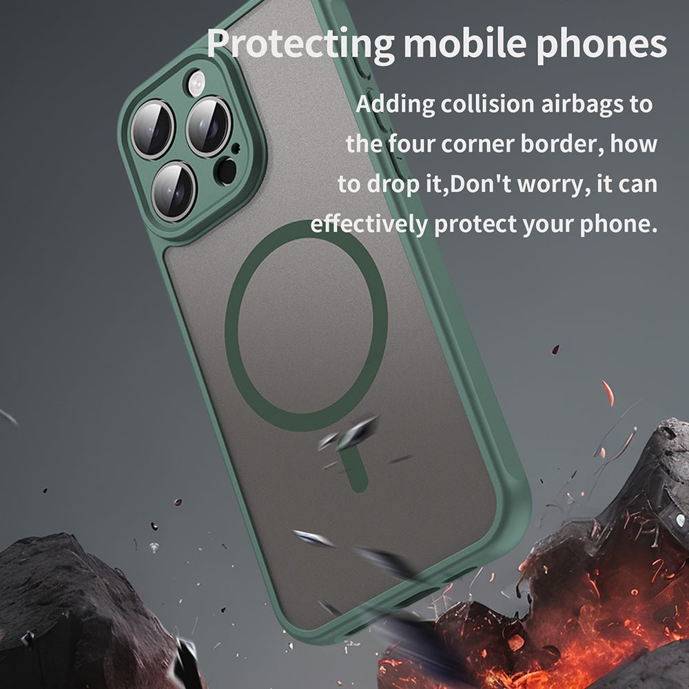 Techsuit iPhone 15 Pro - Σκληρή Θήκη με Πλαίσιο Σιλικόνης και MagSafe - HaloFrost II MagSafe - Green