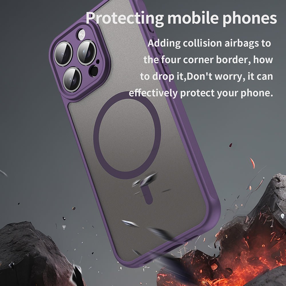 Techsuit iPhone 15 Pro - Σκληρή Θήκη με Πλαίσιο Σιλικόνης και MagSafe - HaloFrost II MagSafe - Purple