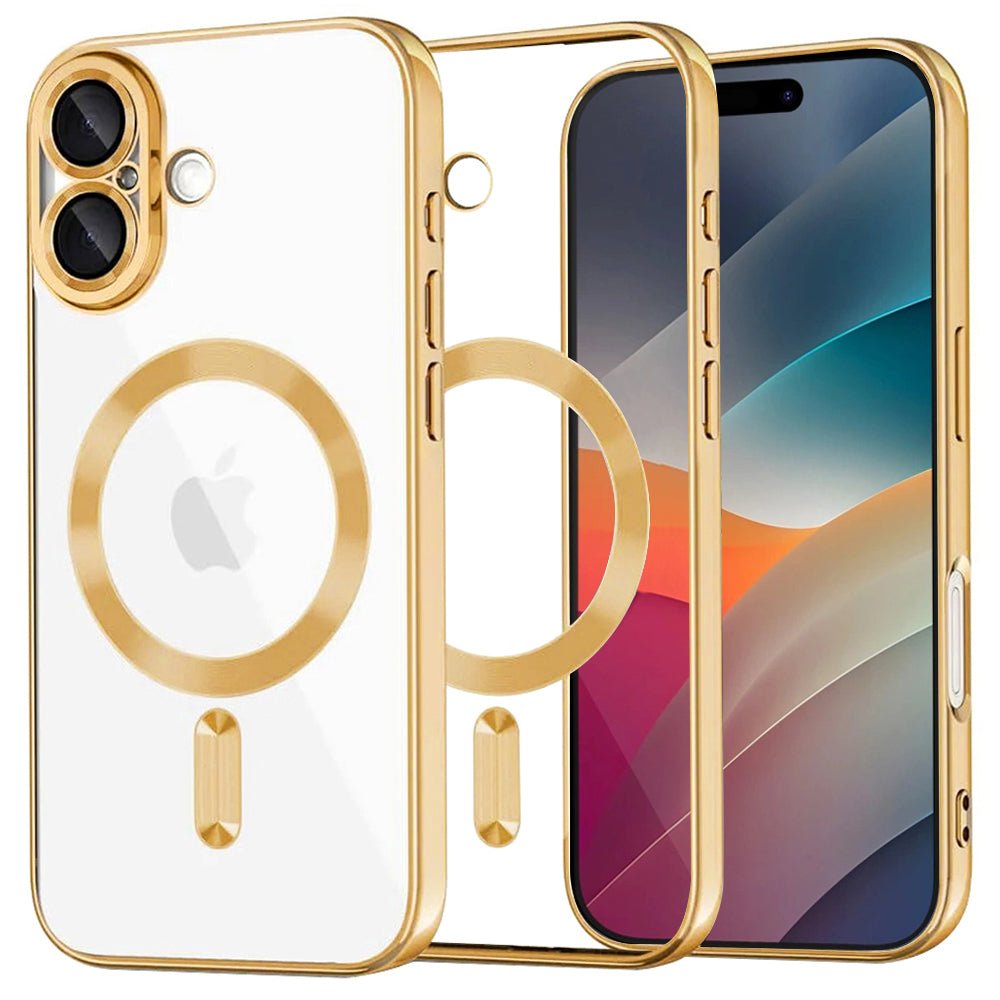 Techsuit iPhone 17 - Θήκη Σιλικόνης - Luxury Crystal MagSafe - Gold / Clear
