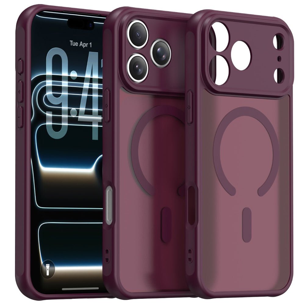 Techsuit iPhone 18 Pro Max / iPhone 17 Pro Max - Σκληρή Θήκη με Πλαίσιο Σιλικόνης και MagSafe - HaloFrost II - Dark Cherry