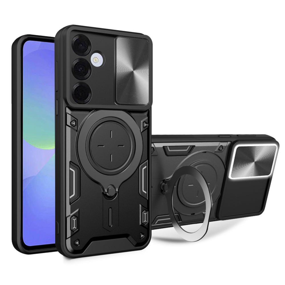 Techsuit Samsung Galaxy A37 5G - Σκληρή Θήκη με Προστασία Καμερών και Δαχτυλίδι Συγκράτησης - CamGuard Pro - Black