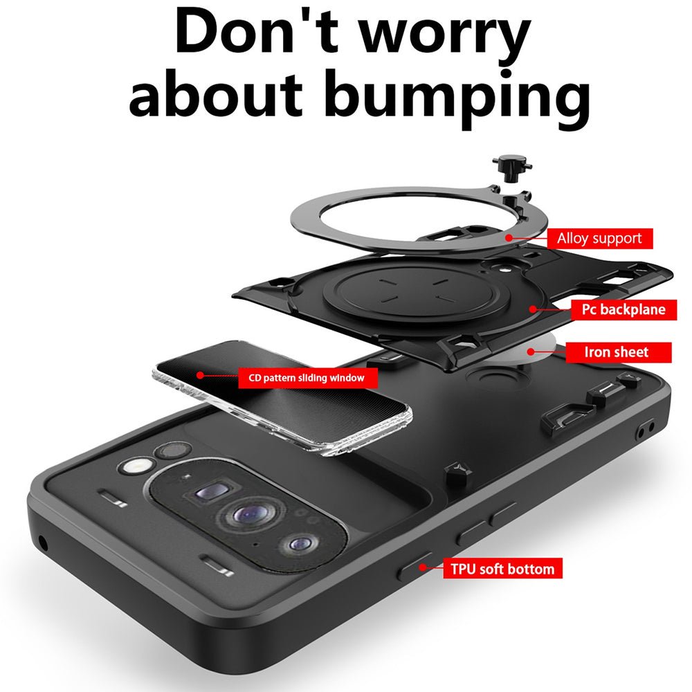 Techsuit Samsung Galaxy A37 5G - Σκληρή Θήκη με Προστασία Καμερών και Δαχτυλίδι Συγκράτησης - CamGuard Pro - Black