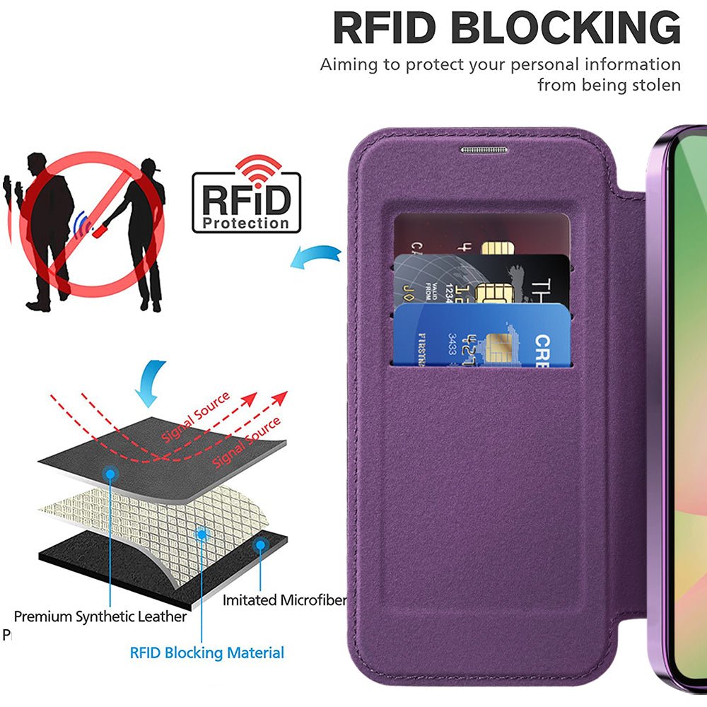 Techsuit Samsung Galaxy A37 5G - Θήκη Βιβλίο με MagSafe με Υποδοχές Καρτών και RFID Προστασία - SmartMag Book Case - Purple