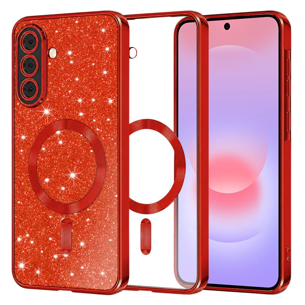 Techsuit Samsung Galaxy A37 5G - Θήκη Σιλικόνης - Luxury Glitter MagSafe - Red