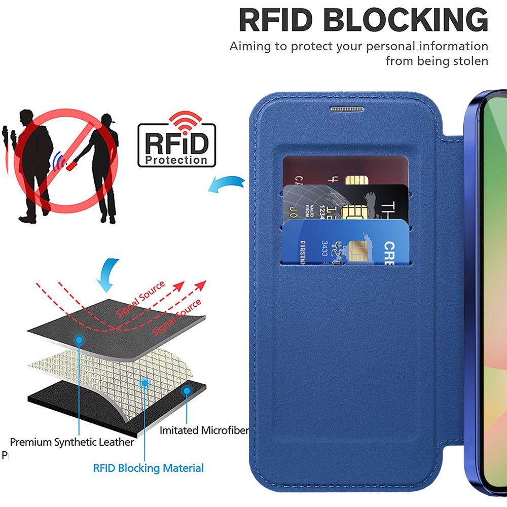 Techsuit Samsung Galaxy A56 5G - Θήκη Βιβλίο με MagSafe με Υποδοχές Καρτών και RFID Προστασία - SmartMag Book Case - Blue
