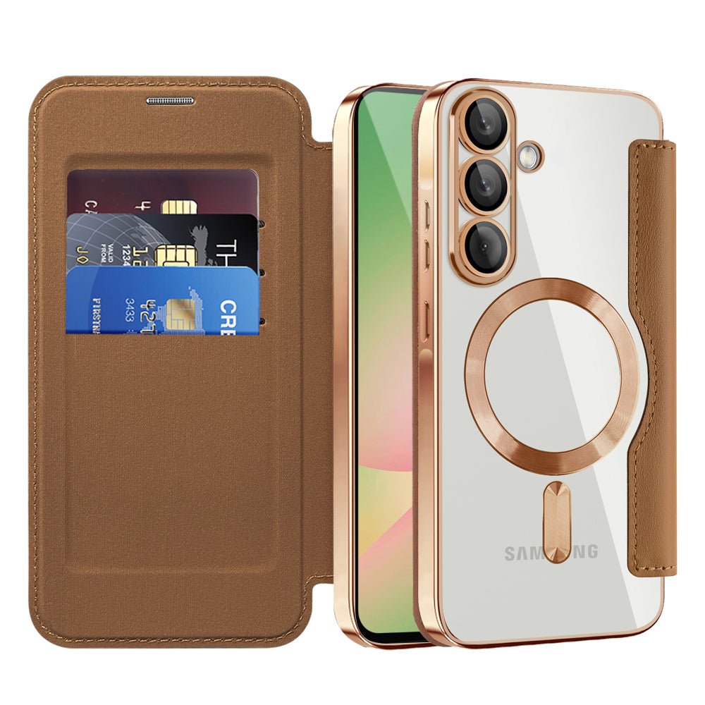 Techsuit Samsung Galaxy A56 5G - Θήκη Βιβλίο με MagSafe με Υποδοχές Καρτών και RFID Προστασία - SmartMag Book Case - Brown