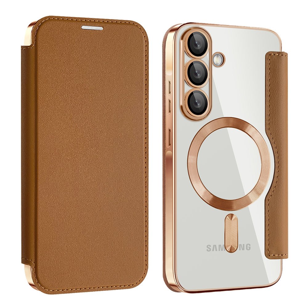 Techsuit Samsung Galaxy A57 5G - Θήκη Βιβλίο με MagSafe με Υποδοχές Καρτών και RFID Προστασία - SmartMag Book Case - Brown