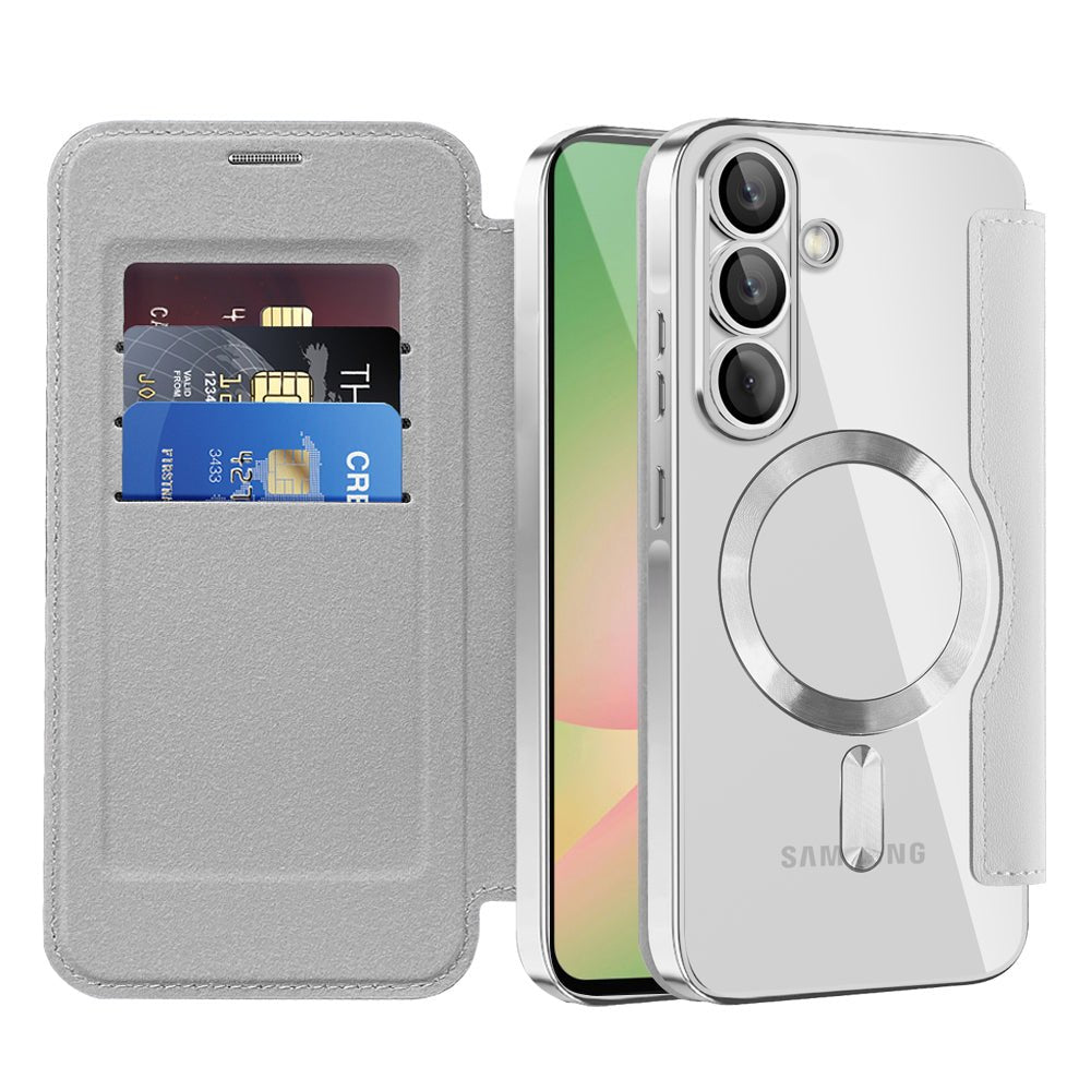 Techsuit Samsung Galaxy A57 5G - Θήκη Βιβλίο με MagSafe με Υποδοχές Καρτών και RFID Προστασία - SmartMag Book Case - Grey