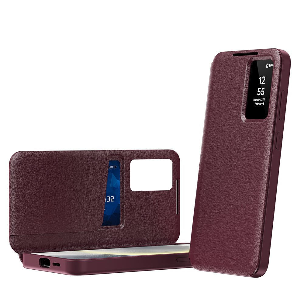 Techsuit Samsung Galaxy S24 Plus - Θήκη Βιβλίο με Θέση για 1 Κάρτα - SmartView Series - Red