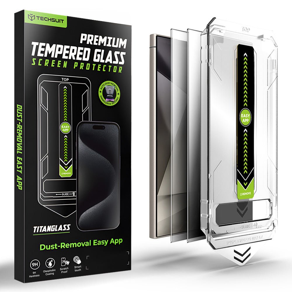 Techsuit Samsung Galaxy S24 Ultra - Σετ με 2 Αντιχαρακτικά Γυαλιά Οθόνης - TitanGlass CrystalHD - Privacy