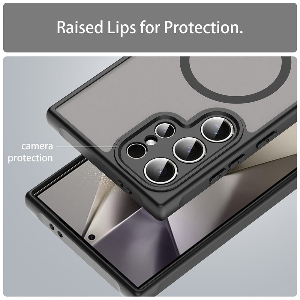 Techsuit Samsung Galaxy S24 Ultra - Σκληρή Θήκη με Πλαίσιο Σιλικόνης και MagSafe - HaloFrost II MagSafe - Black