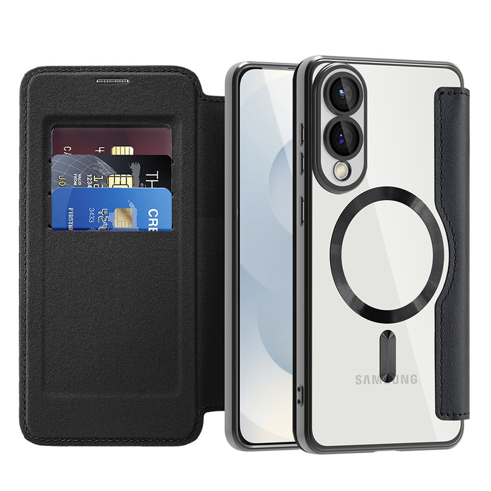 Techsuit Samsung Galaxy S25 Edge - Θήκη Βιβλίο με MagSafe με Υποδοχές Καρτών και RFID Προστασία - SmartMag Book Case - Black