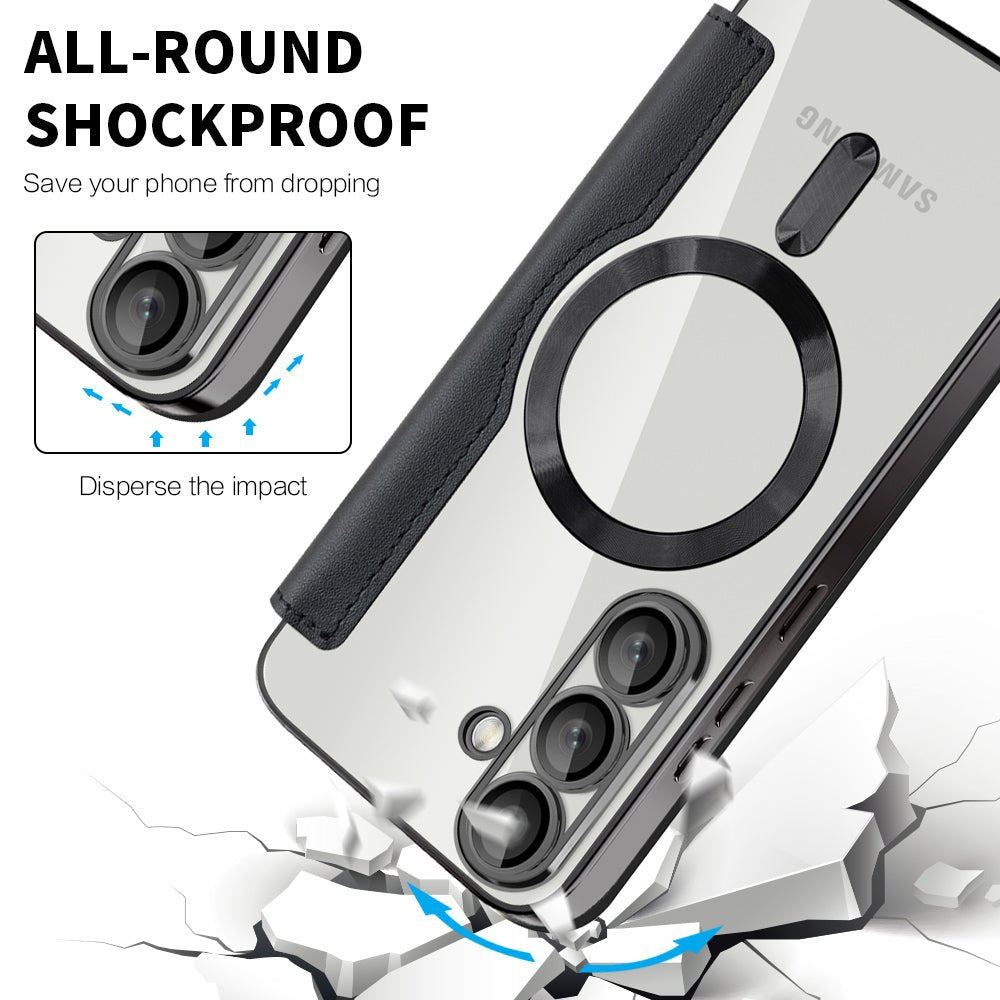 Techsuit Samsung Galaxy S25 Plus - Θήκη Βιβλίο με MagSafe με Υποδοχές Καρτών και RFID Προστασία - SmartMag Book Case - Black