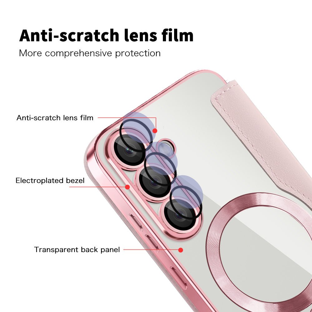 Techsuit Samsung Galaxy S25 Plus - Θήκη Βιβλίο με MagSafe με Υποδοχές Καρτών και RFID Προστασία - SmartMag Book Case - Pink